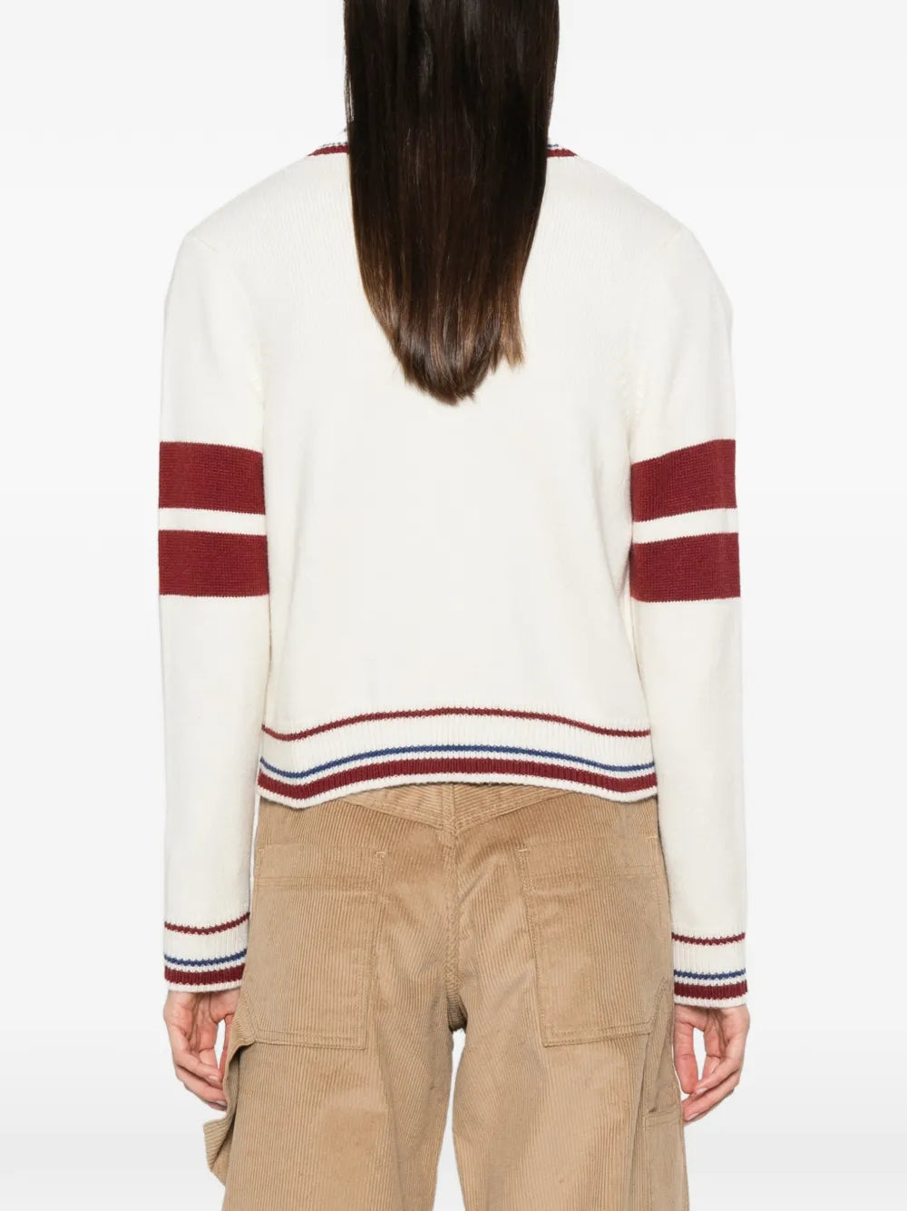 Short cardigan with striped trim