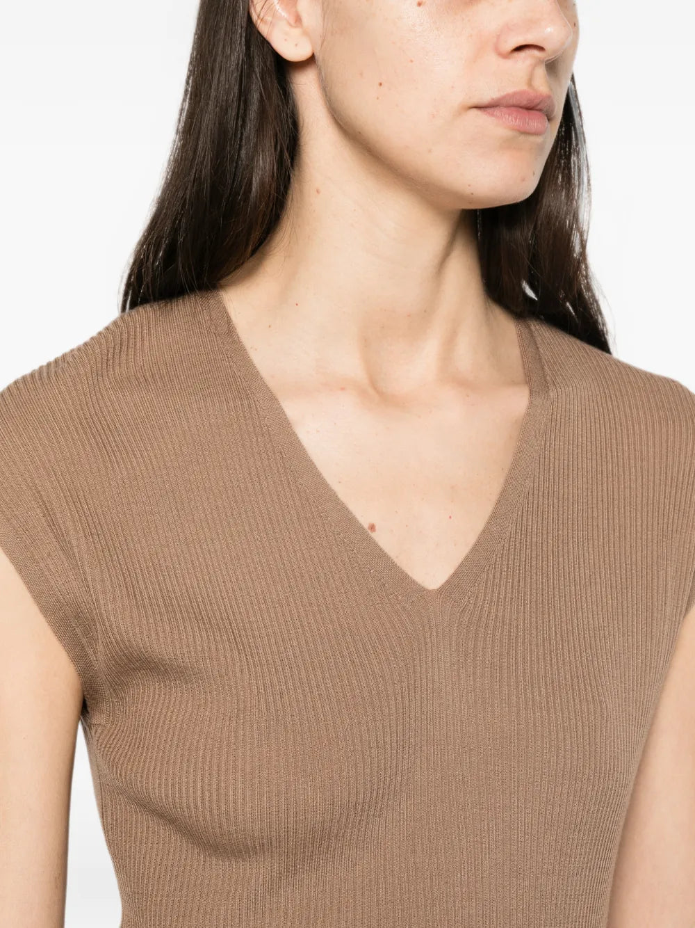 Ribbed top with V-neck