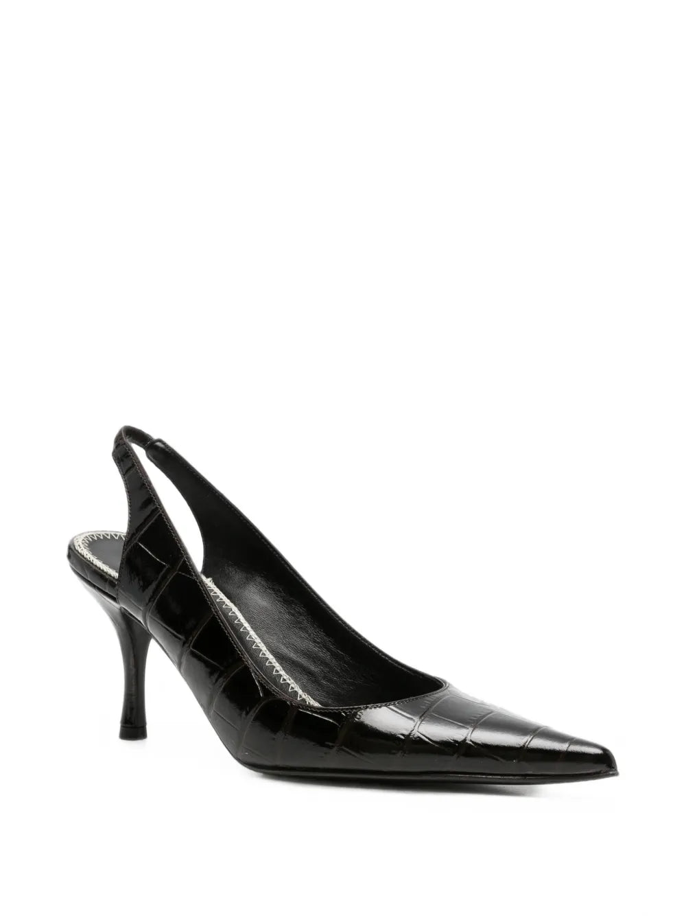 Lodičky slingback s krokodýlím efektem