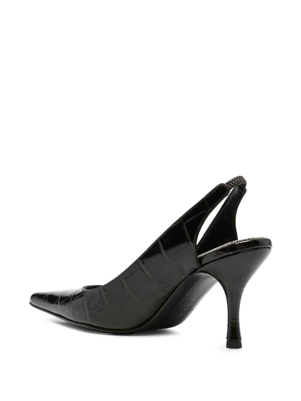 Crocodile-Effect Slingback Pumps