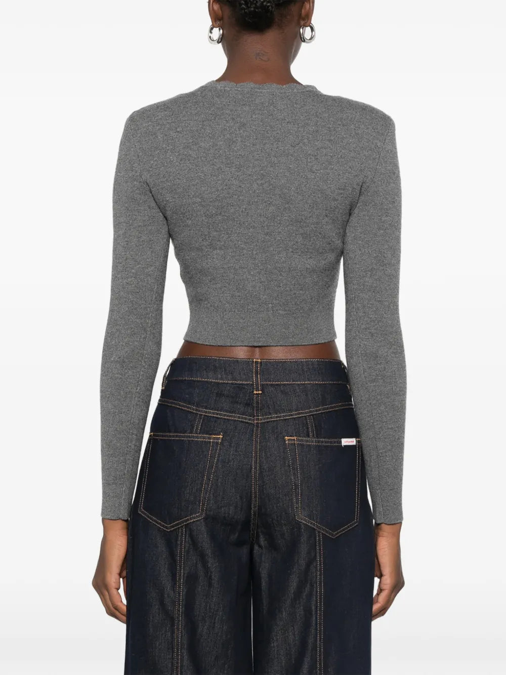 Cropped Cardigan with Floral Appliqué