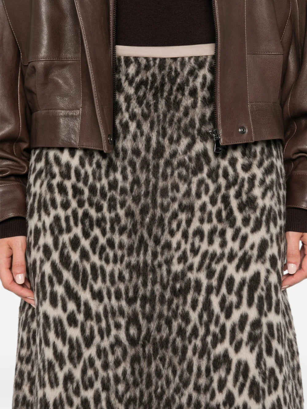 Trionfo midi skirt with leopard print