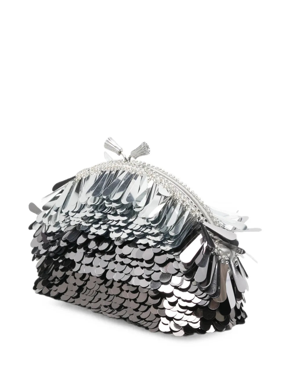 Sequin clutch with tassel